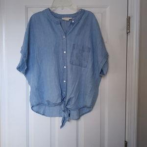 Lovestitch Chambray Shirt Sleeve Top Sz L